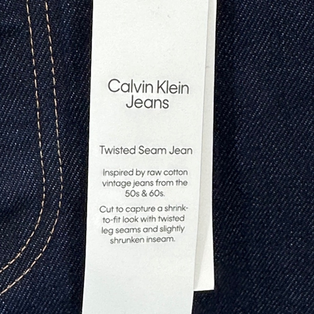 Calvin Klein Jeans Twisted Seam Jean W31 Dark Indigo Organic Cotton Selvedge NEW - Picture 6 of 16